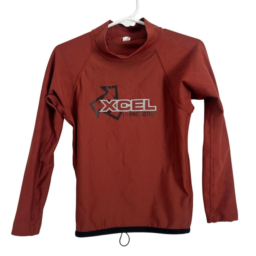 Xcel Size 6 Long Sleeve Rash Guard Swim Top Rust Brown